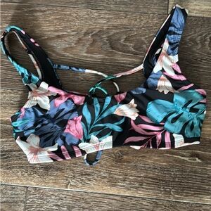Hollister Black Floral Bikini Top Medium